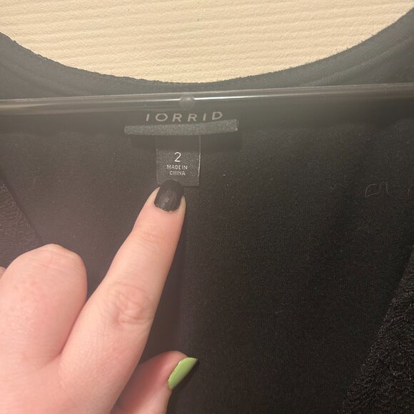 Torrid Black Lace Skater Short Sleeve Fit & Flare Mini Dress 2X Plus Size - Picture 2 of 4